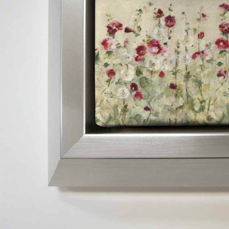 Hollyhocks Row Cool par Cheri Blum - Impression sur toile, Argent