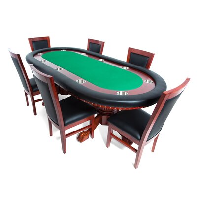 BBO Poker Rockwell Poker Table with Felt Playing Surface, with 6 Dining Chairs -  2BBO-RW-GRN-VLVT-6C