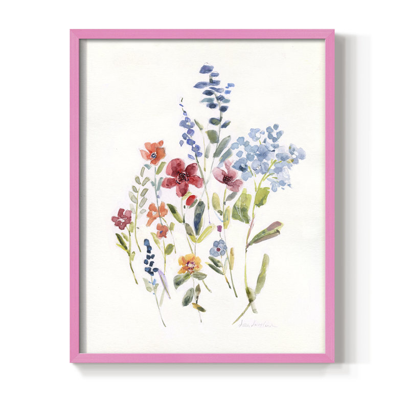 «Spring Flower Garden I», reproduction encadrée - bois massif, Rose, H 11 po x l 9 po