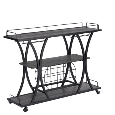 Bar Cart Kitchen Bar&Serving Cart for Home with Wheels 3 -Tier Storage Shelves