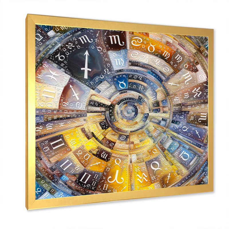 " Astrology Vortex ", Gold Picture Frame, 30" H x 30" W x 1" D