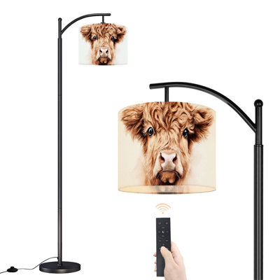 Lampe sur pied à arc avec abat-jour réglable Highland Cow Baby Brown