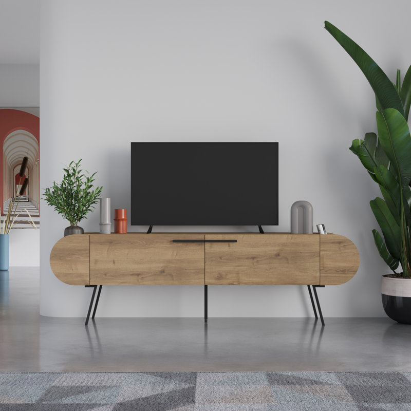 Abaigail Modern TV Unit Multimedia Centre for TVs up to 65", Dark Oak