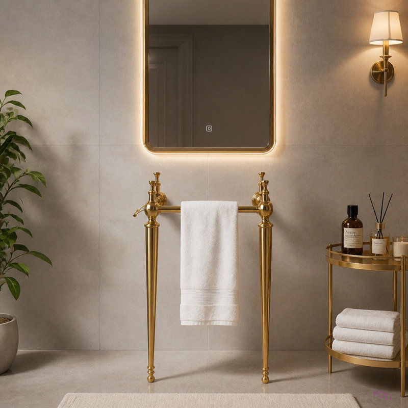 Pied de meuble-lavabo autoportant de 23 po seulement, sans lavabo, Doré