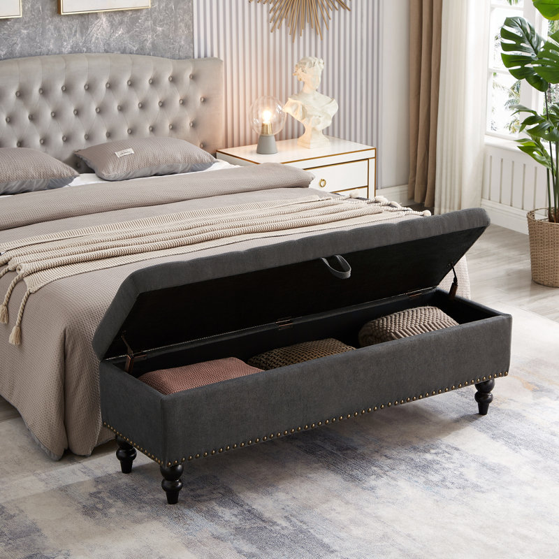Modern Minimalist Bed Bench, Gray