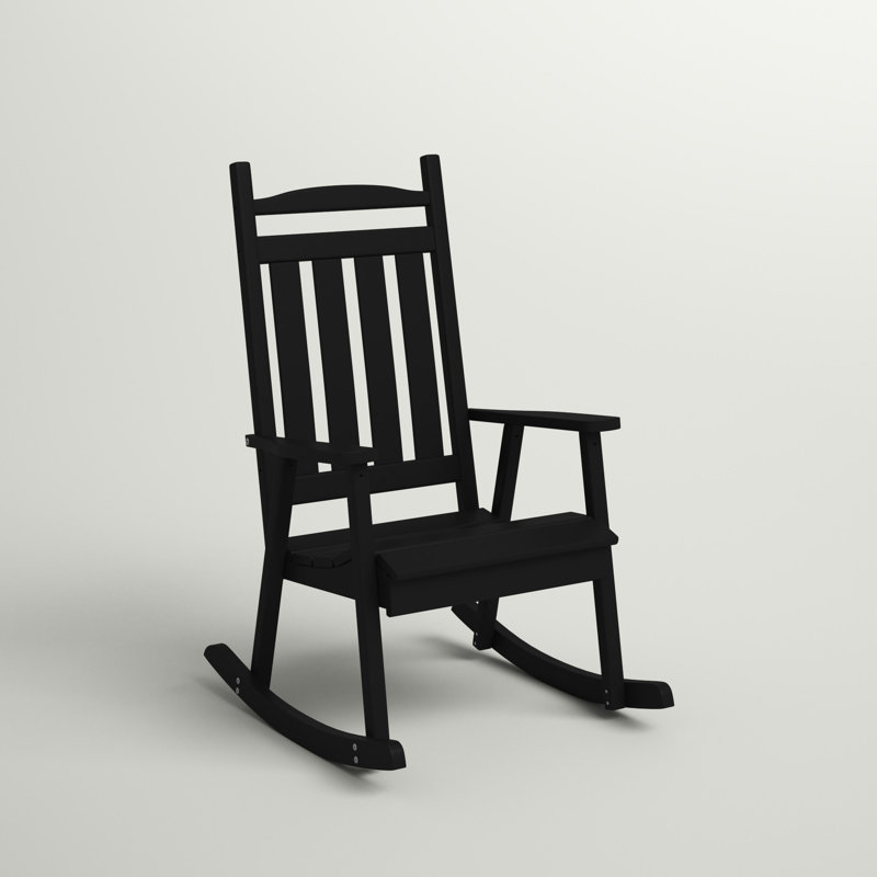 Chaise berçante en bois massif Beda Classic, Noir