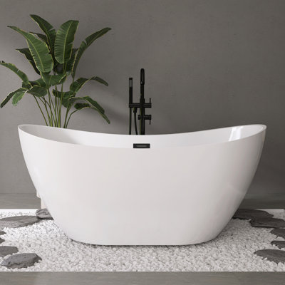 Baignoire de trempage autoportante en acrylique 60 po Fslefay
