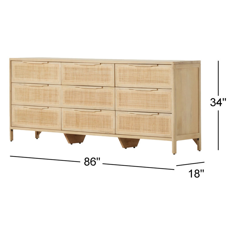 Sydney 9 - Drawer Dresser, Natural Mango