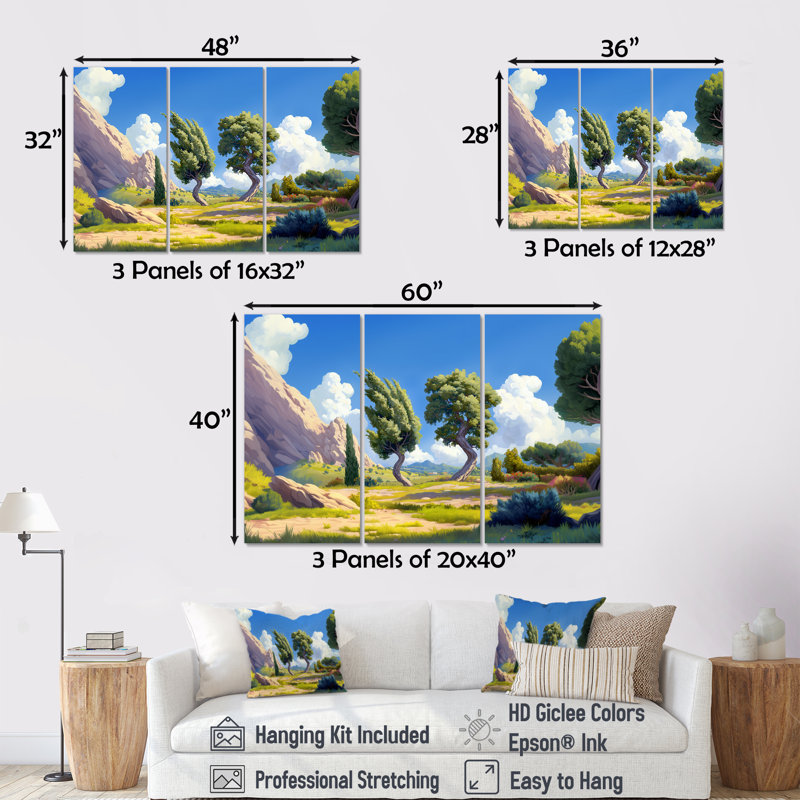 Ensemble d'art mural «The Swaying Cypress Pointillism V - Van Gogh», H 28 po x l 36 po, Toile tendue, Does Not Apply