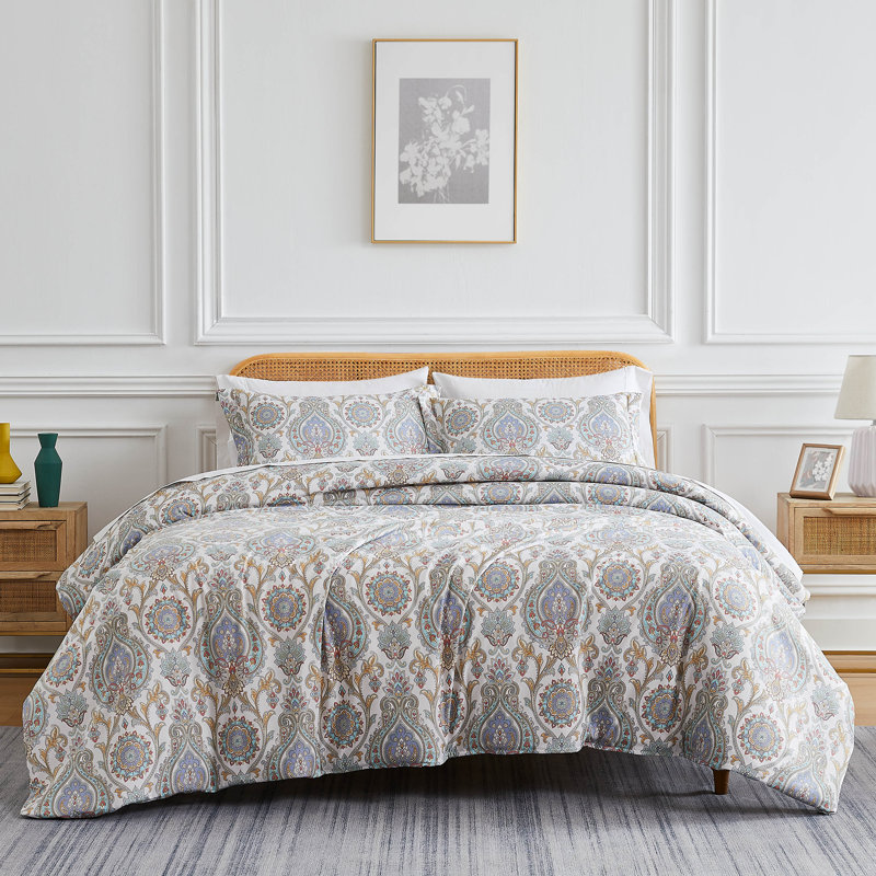 Ensemble de housse de couette en microfibre Boho Paisley Collection, Aigue-marine