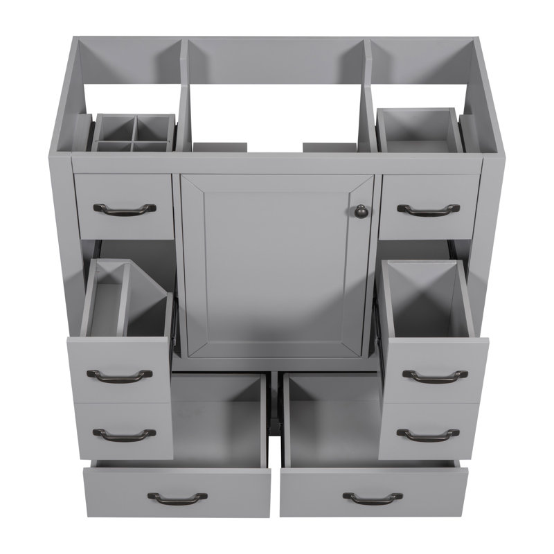 Meuble-lavabo 36 po sans lavabo, Gris, Noir