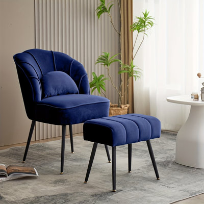 Accent Miona avec repose-pieds, canapé Miona, loisirs Miona à oreilles avec tabouret en métal