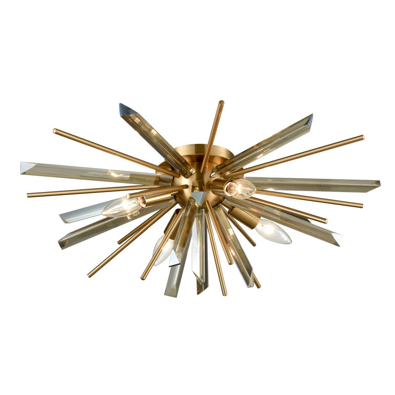 Plafonnier encastré 4 lumières 23,63 po Bruna, Laiton antique