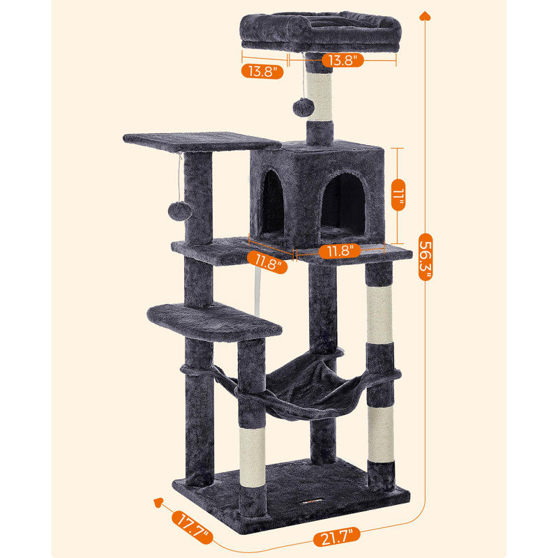 Maison pour chat 56 "à plusieurs niveaux, Gris fumé