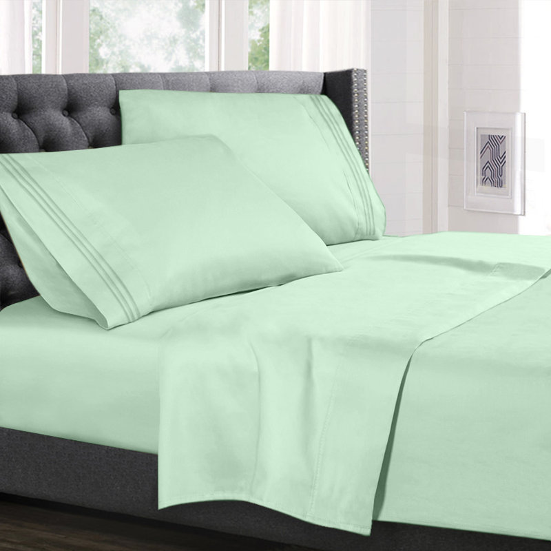 Microfiber Sheet Set, Mint Green, Short Queen Sheet Set+Fitted Sheet+2 Pillowcases