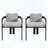 Aluminum Outdoor Dining Chairs with Grey Cushions, Set of 2-1101370258