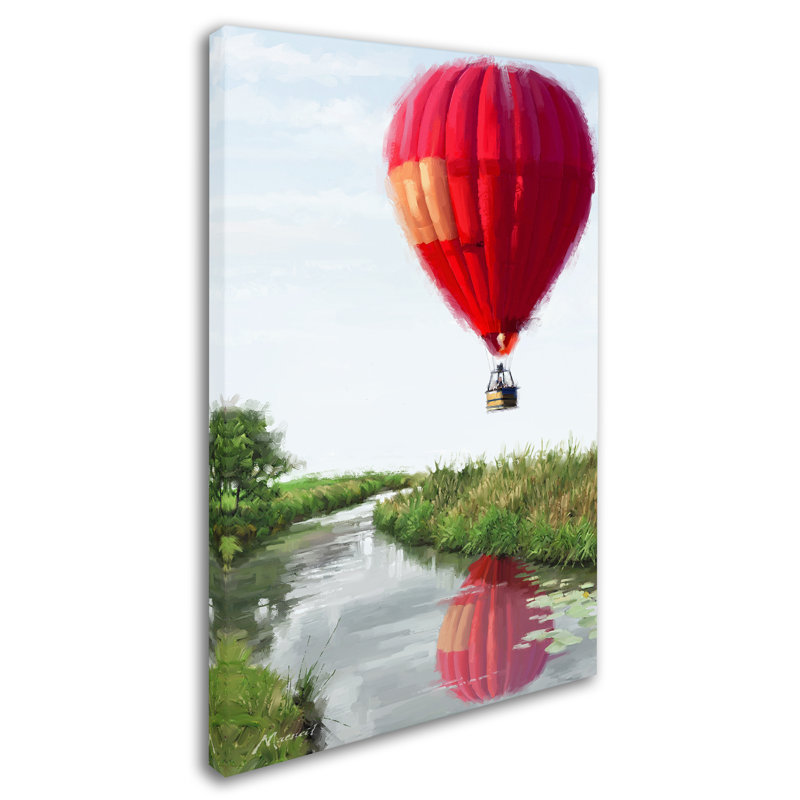 « hot air balloon », reproduction sur toile tendue, H 24 po x l 16 po x P 2 po
