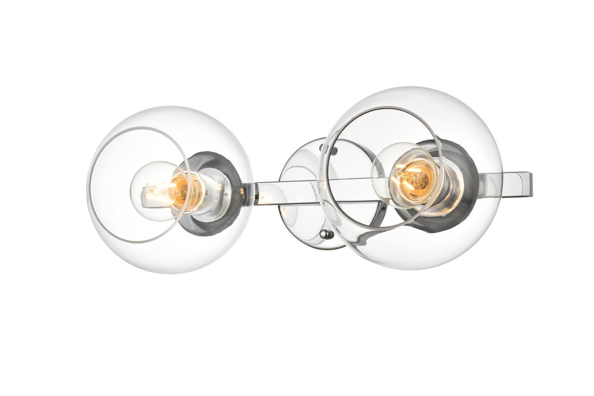 Nathalie 2 Light Glass Dimmable Armed Sconce, Chrome, 2 Lights, 7" H x 17" W x 17" D