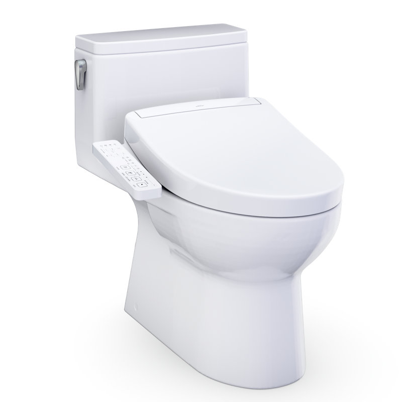 TOTO Redington 1G WASHLET+ S2 One-Piece Elongated 1.0 GPF Universal Height Toilet with CEFIONTECT, Cotton White - MW6723346CUFG#01