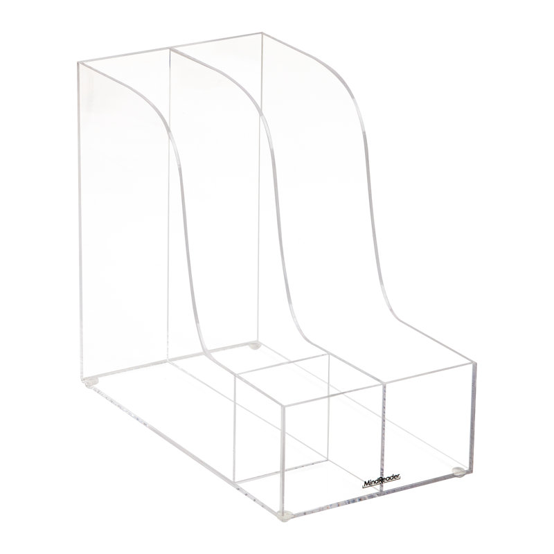 Clear Acrylic Vertical File Storage Organizer with Pen Holder