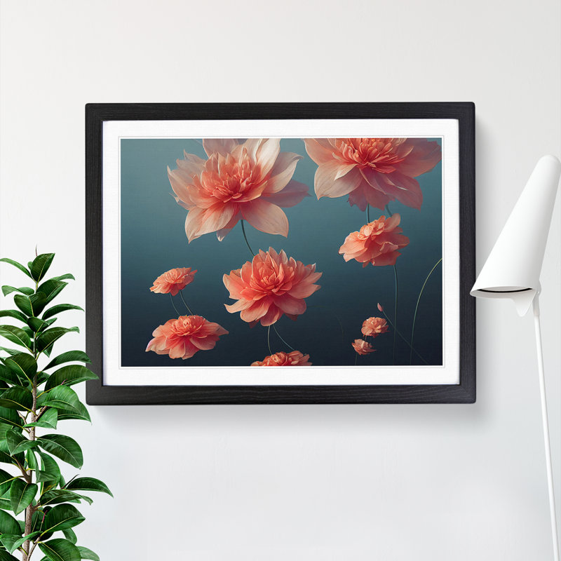 Illuminating Flowers - Single Picture Frame Print, 34cm H x 46cm W x 2cm D, Black