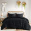 Housse de couette à pince noire pour lit double / grand - 3 pièces, matériau, envers en microfibre, fermeture à boutons 2 taies décoratives, lavable à la machine