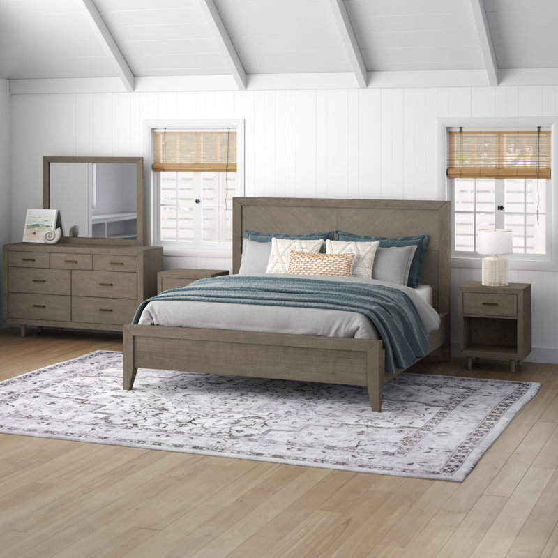 Peloquin Solid Wood Piece Bedroom Set, King, Gray