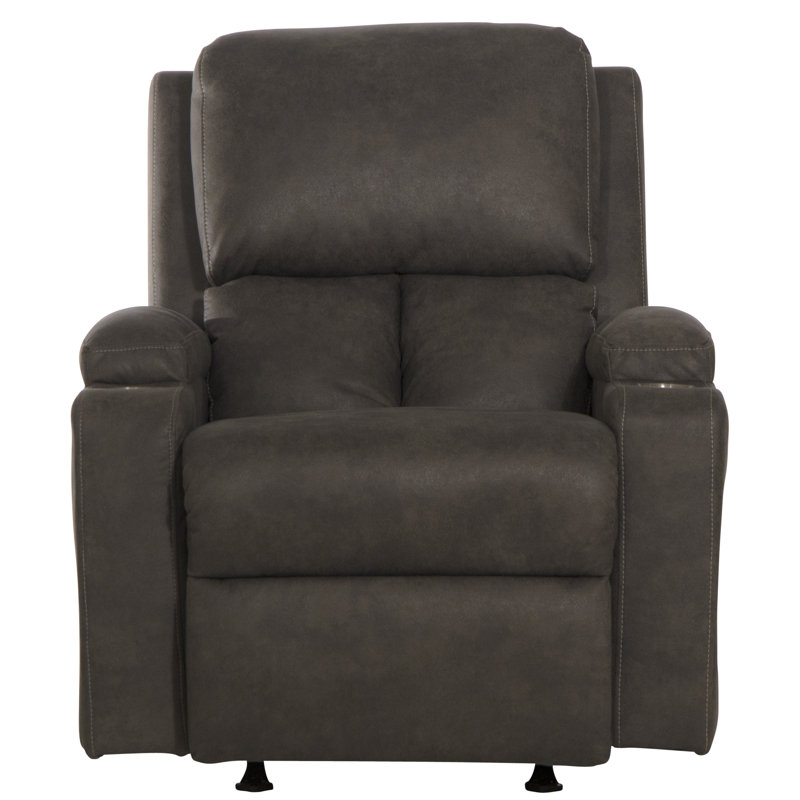 Ericksen Upholstered Rocker Recliner with 2 Stainless Steel Cupholders, Gray