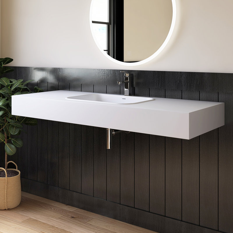 59'' Wall Mount Bathroom Sink Solid Surface Vessel Bathroom Sink