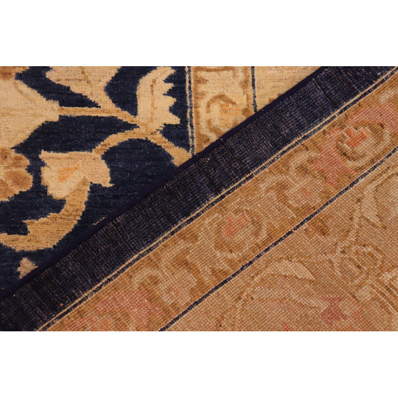 Tapis bleu oriental en laine noué à la main 10 pi 4 po x 13 pi 9 po Oriental