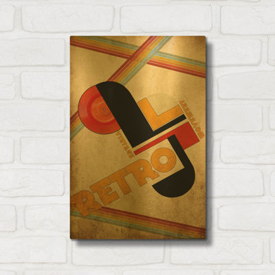 «Vintage Retro Mouvement» par Elo Marc, art mural en métal doré, 12 po x 16 po