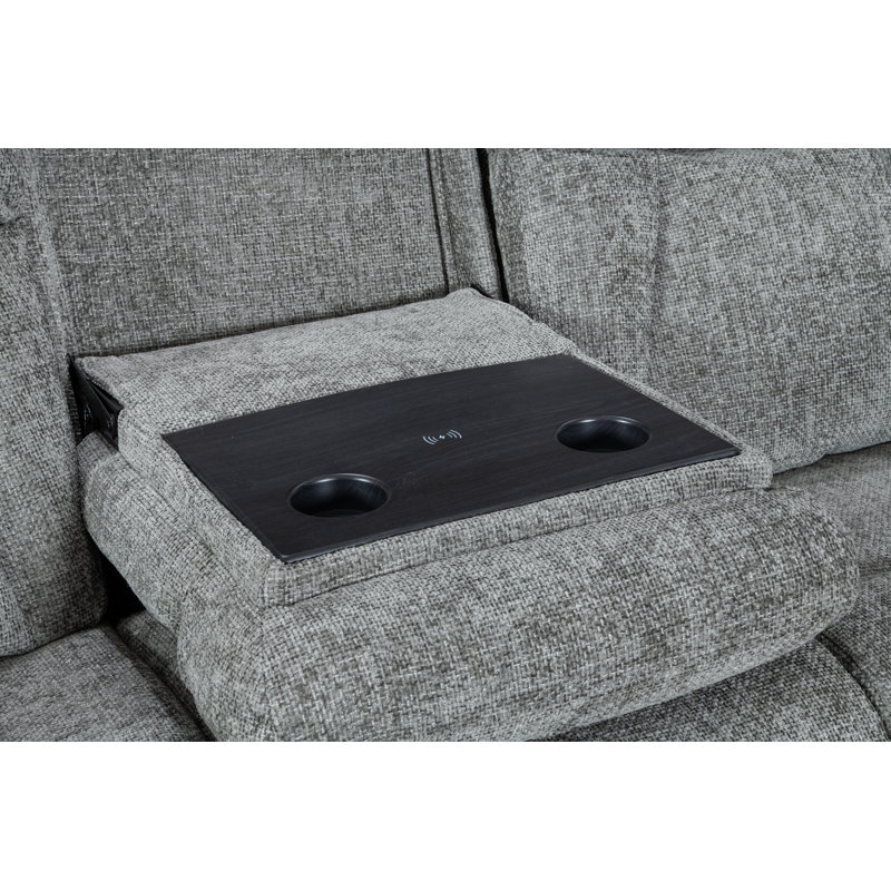 Willowfern Power Recliner Armchair with USB Charging - Biscuit, Nickel Fabric, 105" H x 217" W x 97" D