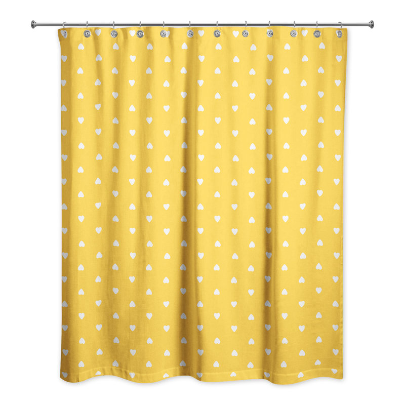Rideau de douche simple tiny hearts , Jaune / Blanc