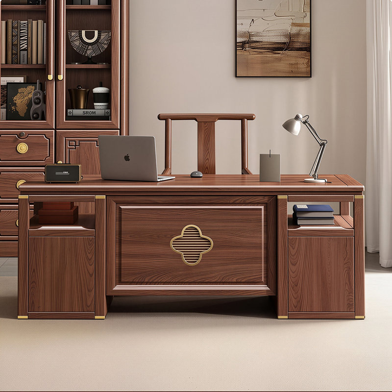 Nouveau bureau rectangulaire en bois massif brun de 62,99 po