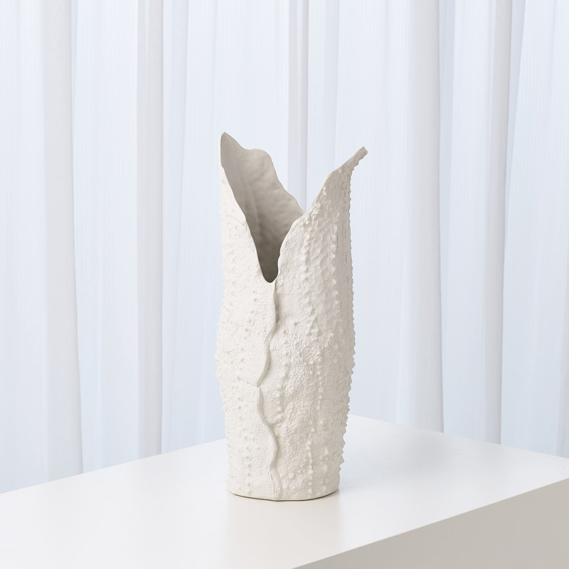 Crocodile Vase-Matte White-Lg, 22" H x 9.25" W x 8.25" D