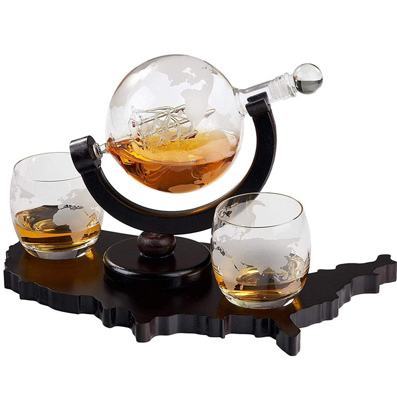 Branham Glass 3 - Piece Whiskey Decanter Set