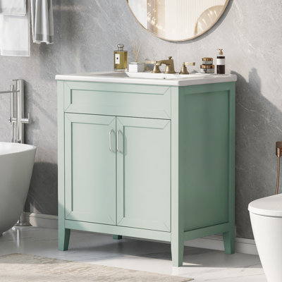 Meuble-lavabo avec lavabo, armoire de salle de bain avec portes et tiroirs