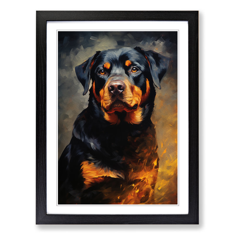 Rottweiler Classicism - Single Picture Frame Print on Wood, 34cm H x 25cm W x 2cm D, Black