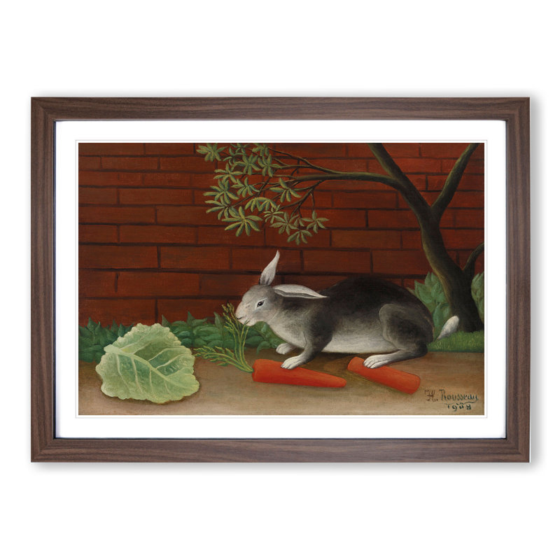 The Rabbit's Meal by Henri Rousseau - Picture Frame Painting, 36cm H x 48cm W x 2cm D, Walnut Framed