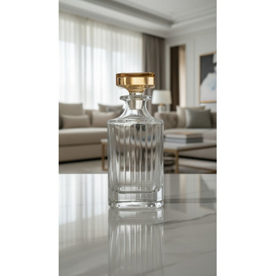Bouteille carrée avec couvercle en ambre