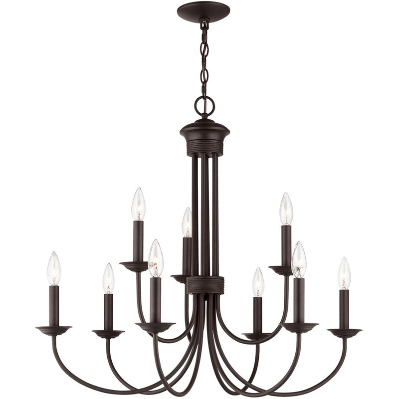 Lustre style chandelier 9 lumières Arunvir, Bronze