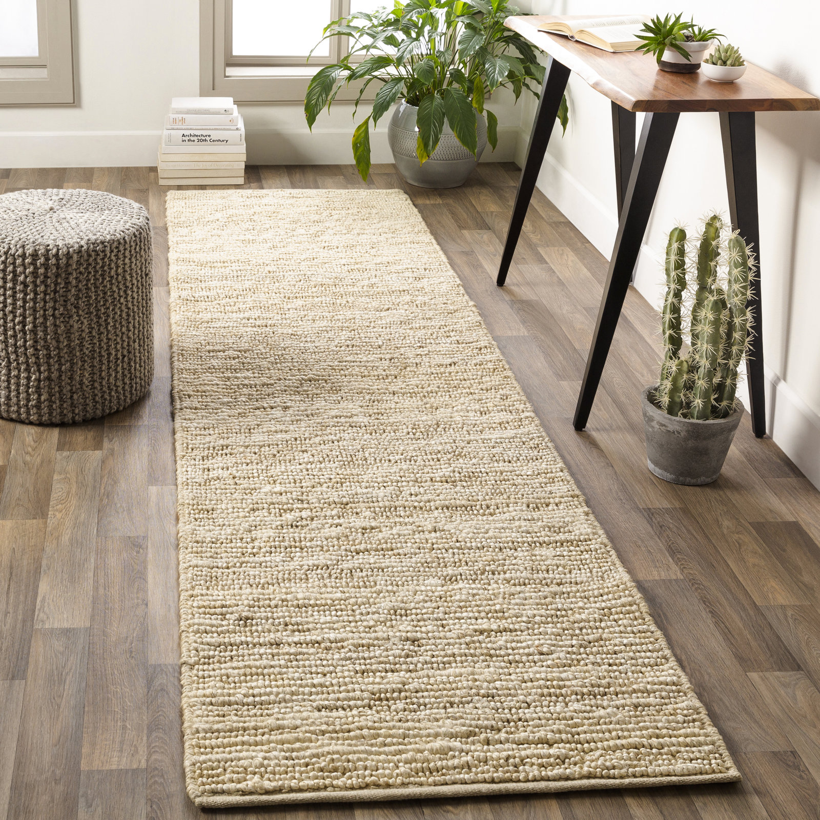 Khaja Ivory Hand-Woven Rug, Runner 3' x 12'