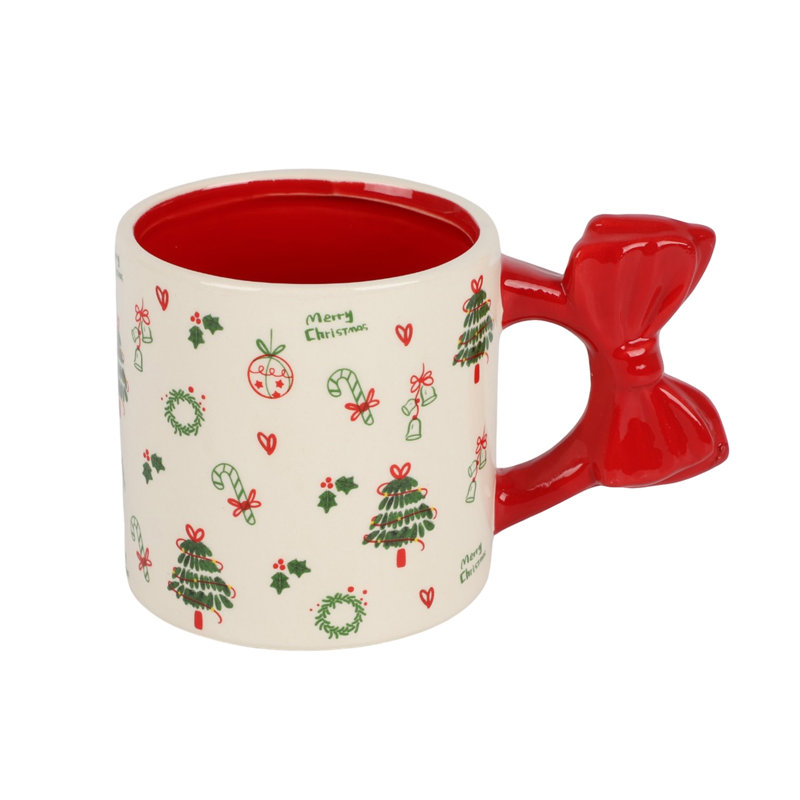 Tasse de Noël en céramique avec poignée d'arc - tasse à café de Noël, verrerie décorative saisonnière