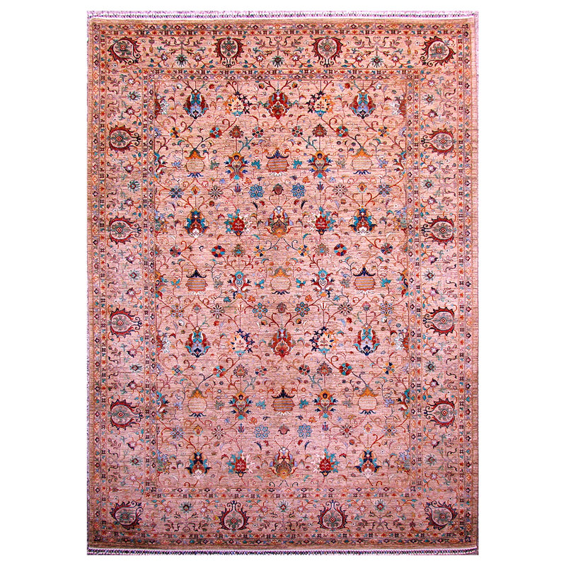 Tapis multicolore de haute qualité noué à la main, Rectangle 9 pi x 12 pi