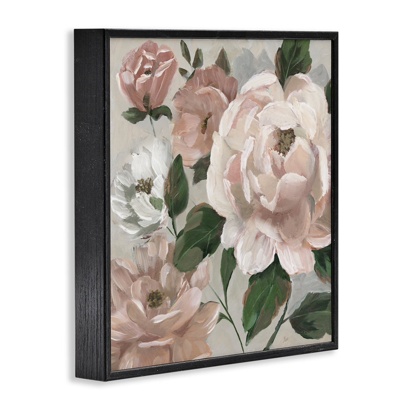 Pivoine délicate avec pivoines et feuilles, estampe numérique, design par Nan, H 17 po x l 17 po