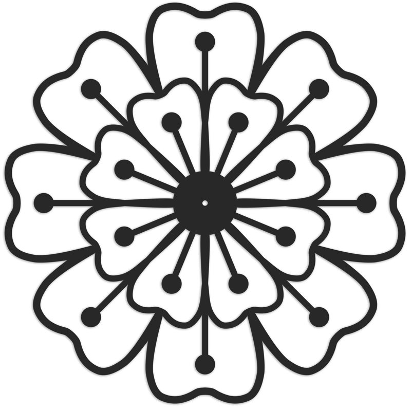 Décoration murale mandala floral - bouleau baltique naturel (24 po x 24 po), H 32 po x l 32 po x P 0,25 po