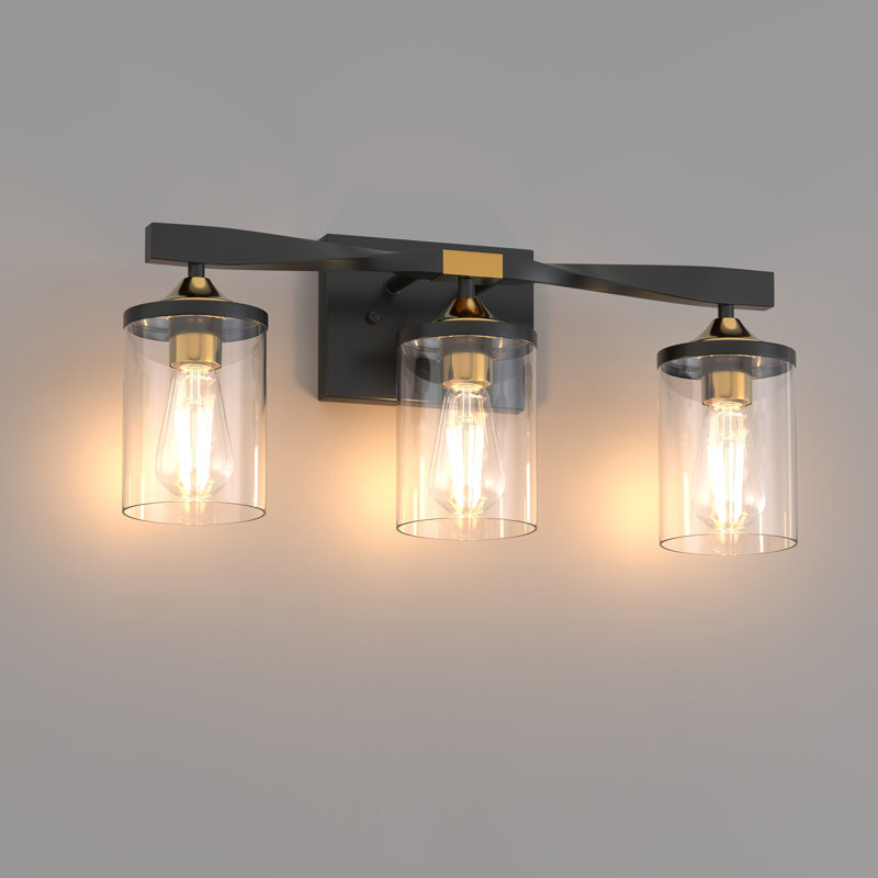 Éclairage pour meuble-lavabo à abat-jour en verre avec ampoules, H 8,80 po x l 19,70 po x P 5,90 po, 3