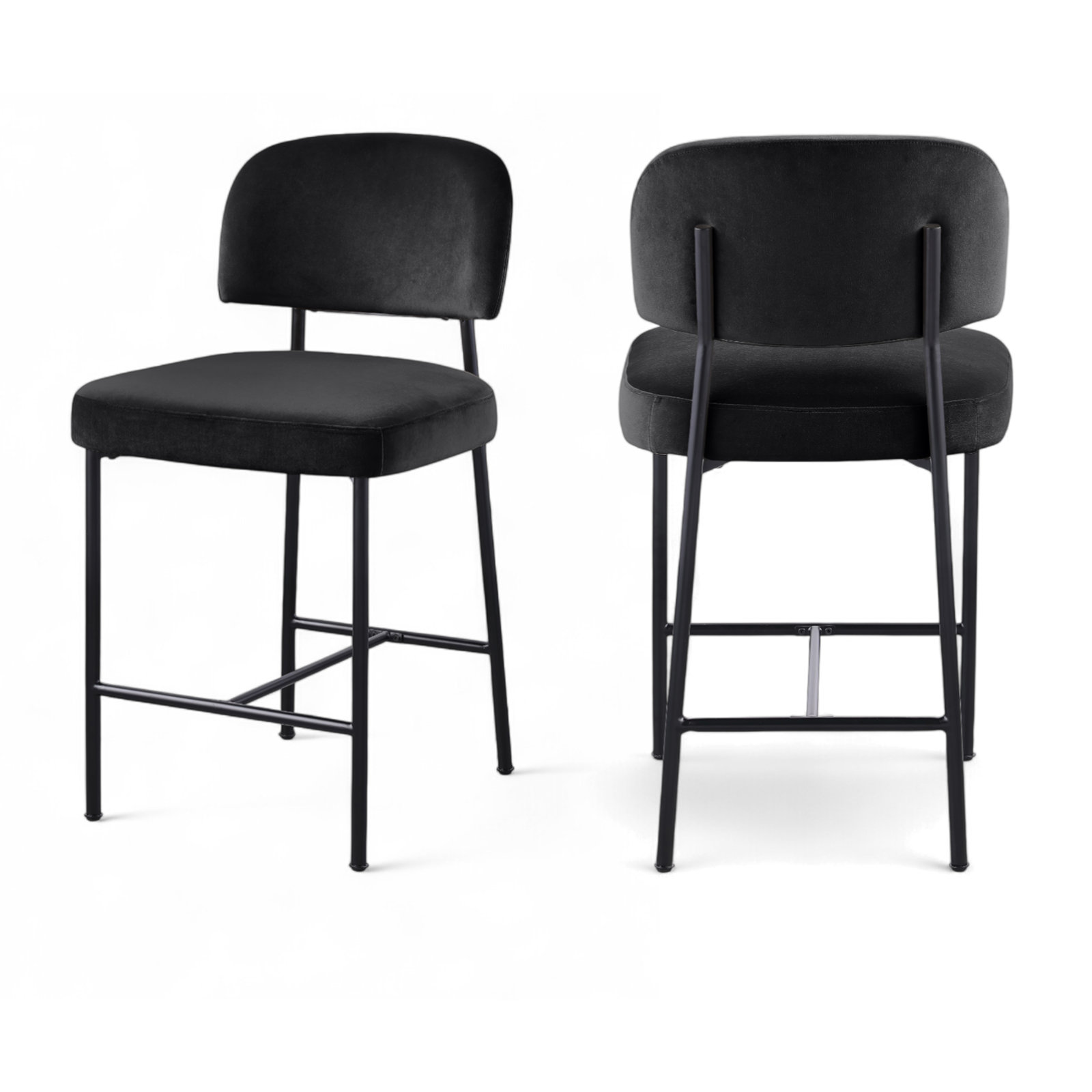27" Bar Stool, Black Performance Fabric