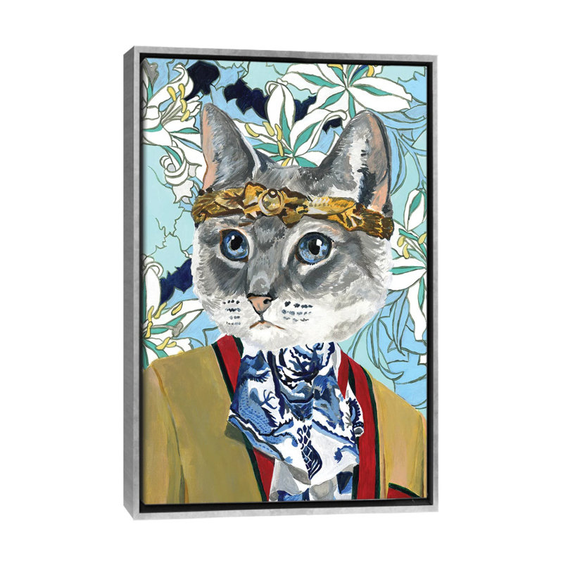 « Cat » par Heather Perry-imprimé, Toile avec cadre argenté, Pas de tapis, H 40 po x l 26 po x P 1,5 po