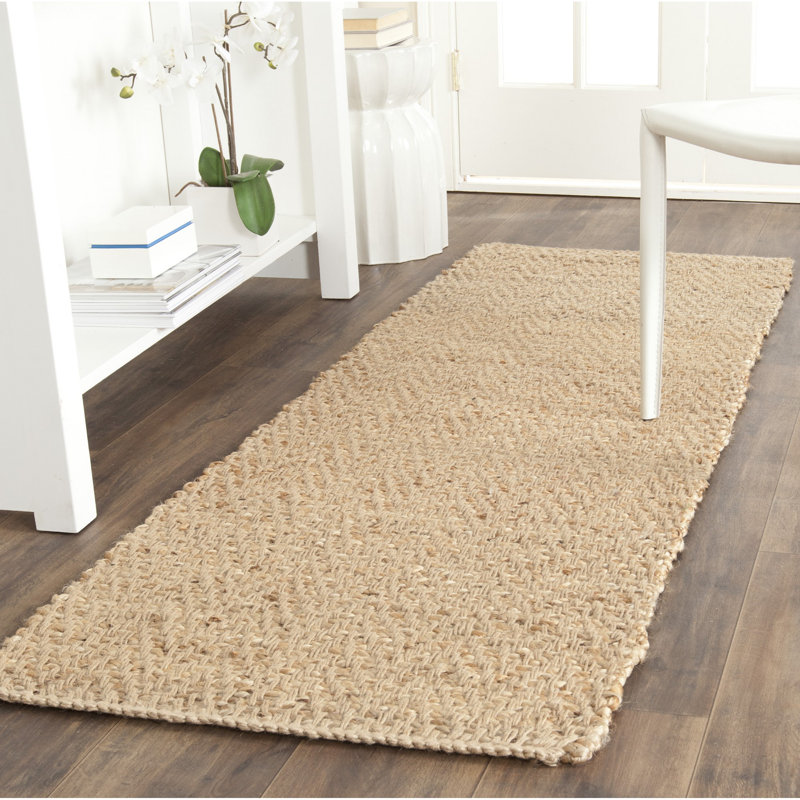 Tapis en jute tissé à la main Borrego, Tapis de couloir 2 pi 3 po x 7 pi